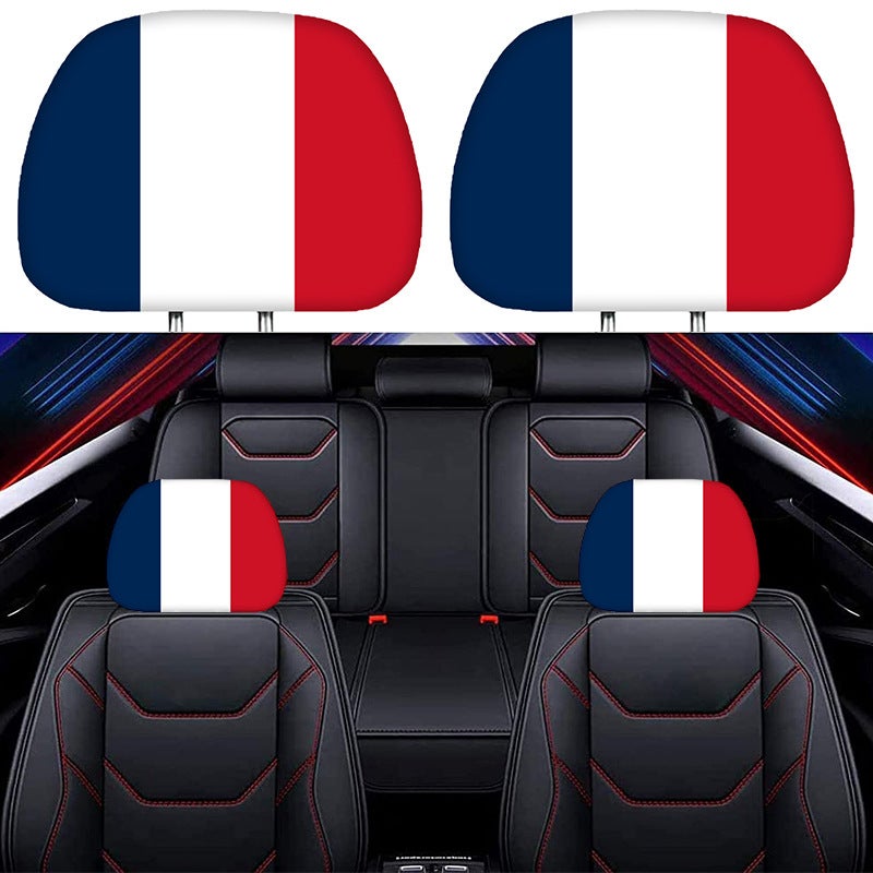Flag Print Car Headrest Cover, Polyester, Universal, 27x29cm, National Day Decoration - Image 3