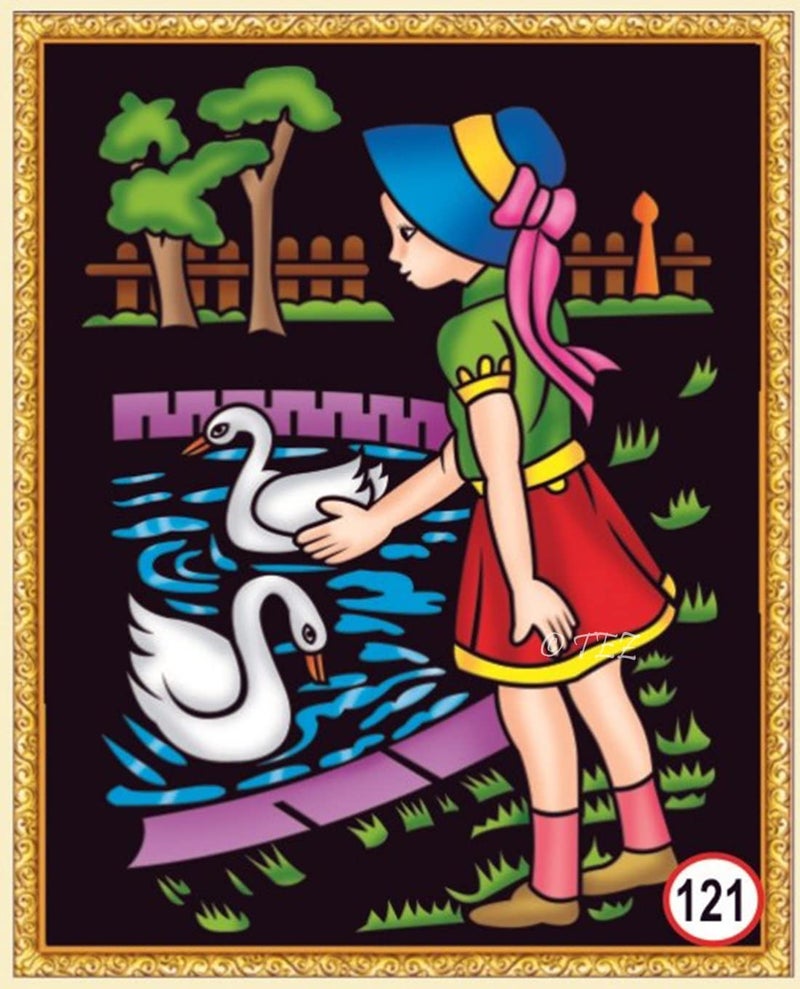 Tez DIY - Emboss Painting Kit, Girl in Park, Medium(13x19 inch), Design No. 121 - Image 1