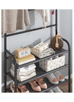 AGD Four Shelves Professional Multifunctional Clothes And Shoes Stand With Hooks Clothes Hanger For Bedroom Entryway Bathroom 80*26*153cm  - Image 3