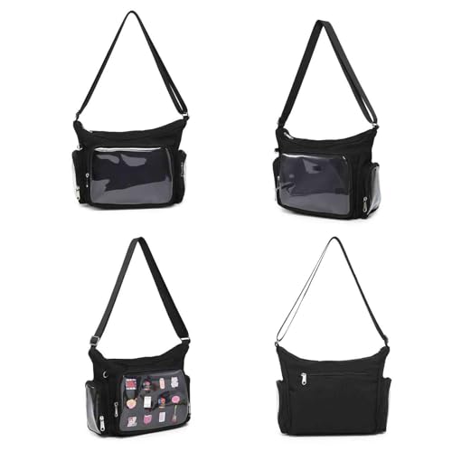CHERRY SAUCE Canvas Ita Bag Crossbody Shoulder Bag Kawaii Purses and Handbags with Anime Pins Display - Image 5