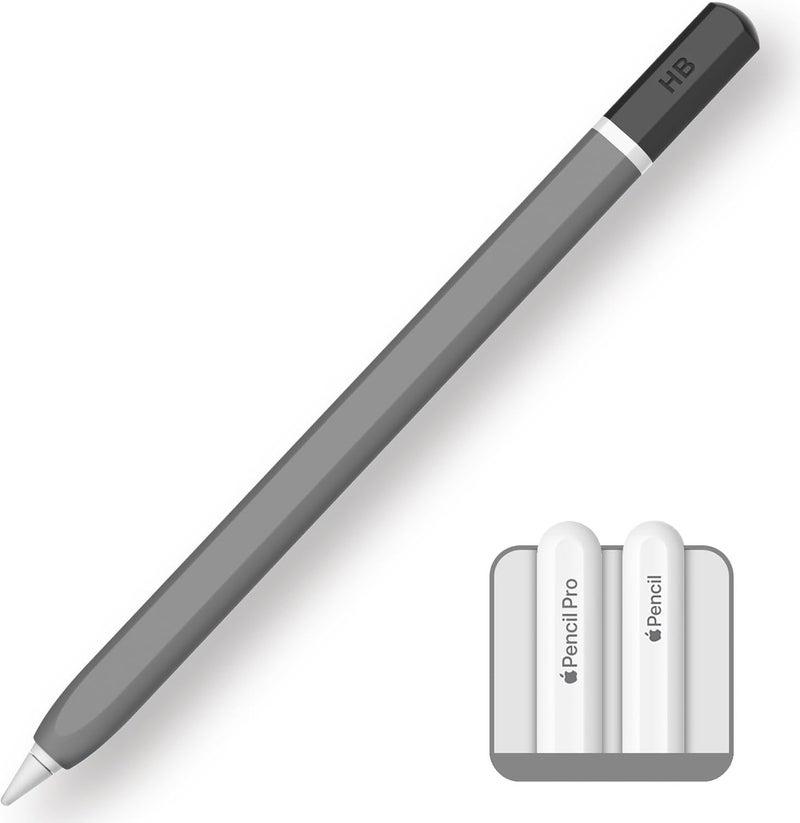 TRONWIN Apple Pencil Pro case,Classic Pencil Design Cover,Silicone Apple Pencil 2nd Generation case,Perfect Grip Apple Pencil Pro Sleeve (Grey) - Image 1