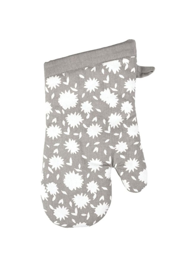 Mukitchen Floral Pattern Designer Oven Mitt Aster Grey and White 13 x 7 Inch 6014-2585 - Image 1