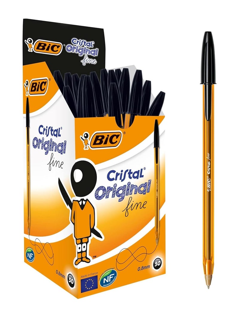 Bic 50-Piece Cristal Fine 0.8mm Tip Ballpoint Pen Black Ink - Image 1