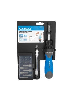 Gazelle 28 Piece Dual-Drive Ratchet Screwdriver Set With Phillips, Hex, Square, Torx And Sockets Bits, Thumb Switch Reverse Gear, Slip Resistant Rubber Grip  - Image 2