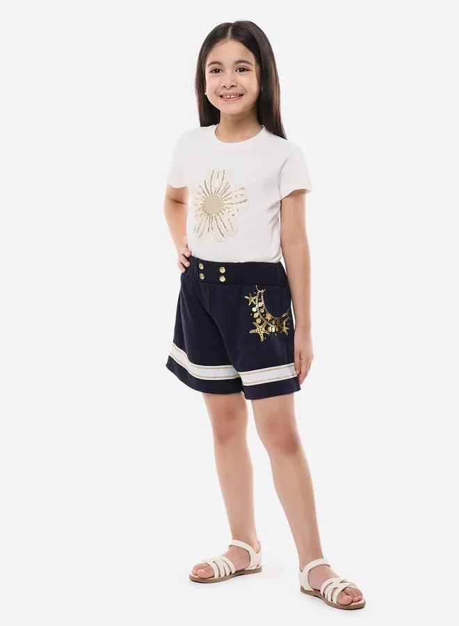 فكتور اند جين Victor And Jane Girls Sequined T-Shirt and Shorts Set