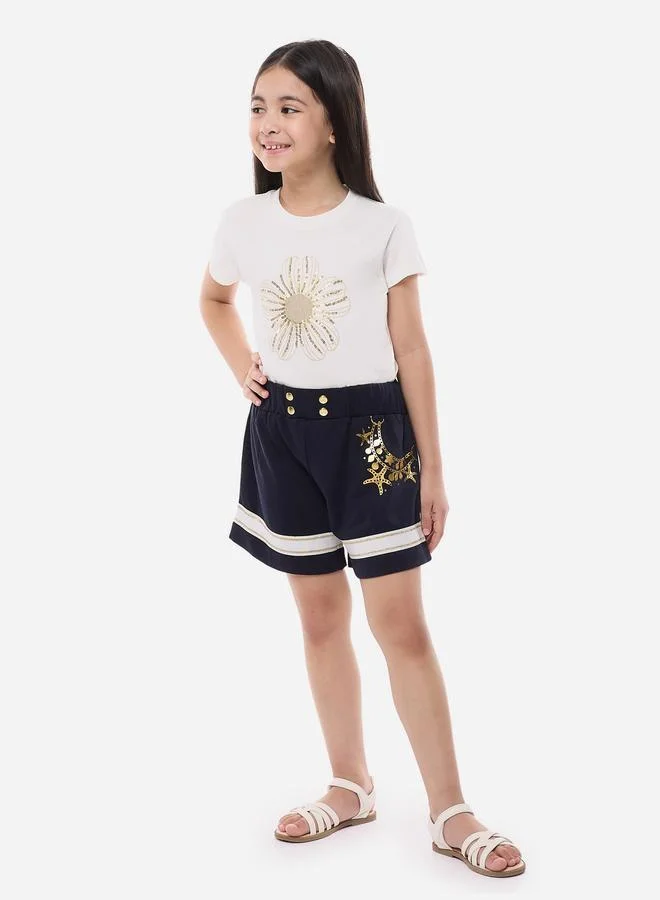 فكتور اند جين Victor And Jane Girls Sequined T-Shirt and Shorts Set