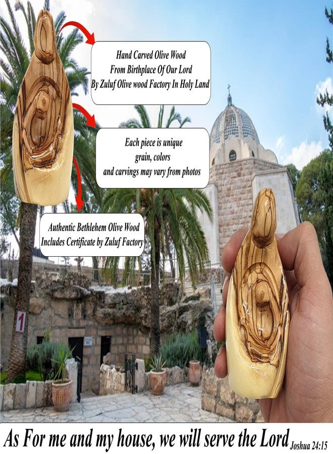 Zuluf 3.1" Olive Wood Holy Family Figurine - Small Hand-Carved Nativity of Joseph, Virgin Mary & Baby Jesus - Religious Housewarming or New Home Gift Decor - HOF027 - Image 5