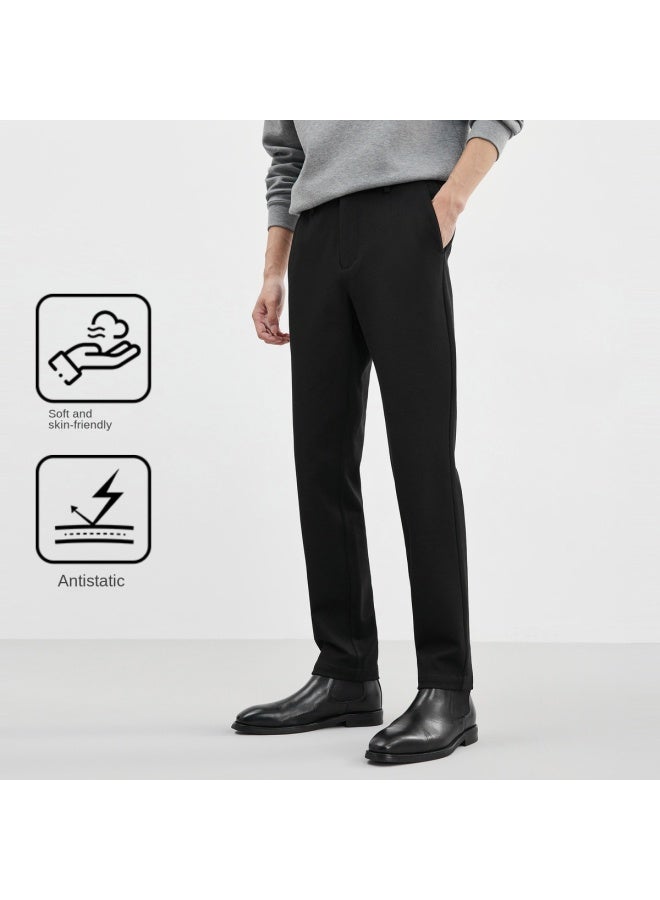 Septwolves Anti-static】men's Twill Knitted Brushed Elastic Semi-elastic Casual Knit Pants For Men In Autumn And Winter - Image 2