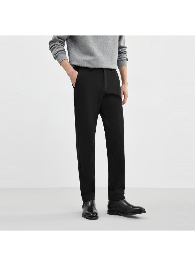 Septwolves Anti-static】men's Twill Knitted Brushed Elastic Semi-elastic Casual Knit Pants For Men In Autumn And Winter - Image 3