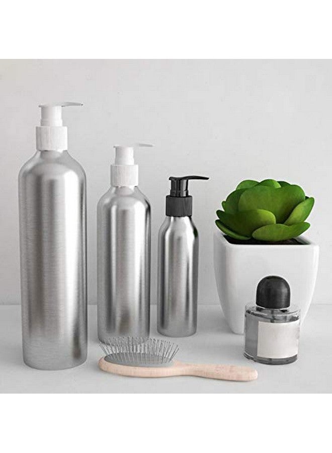 SYBL 3 قطع زجاجة مضخة لوشن ألمنيوم سعة 8 أونصات مع رأس مضخة بلاستيكية سوداء حاوية فارغة لتوزيع عينة مستحضرات التجميل لكريم المكياج والمستحلب وجل الاستحمام والشامبو - Image 5