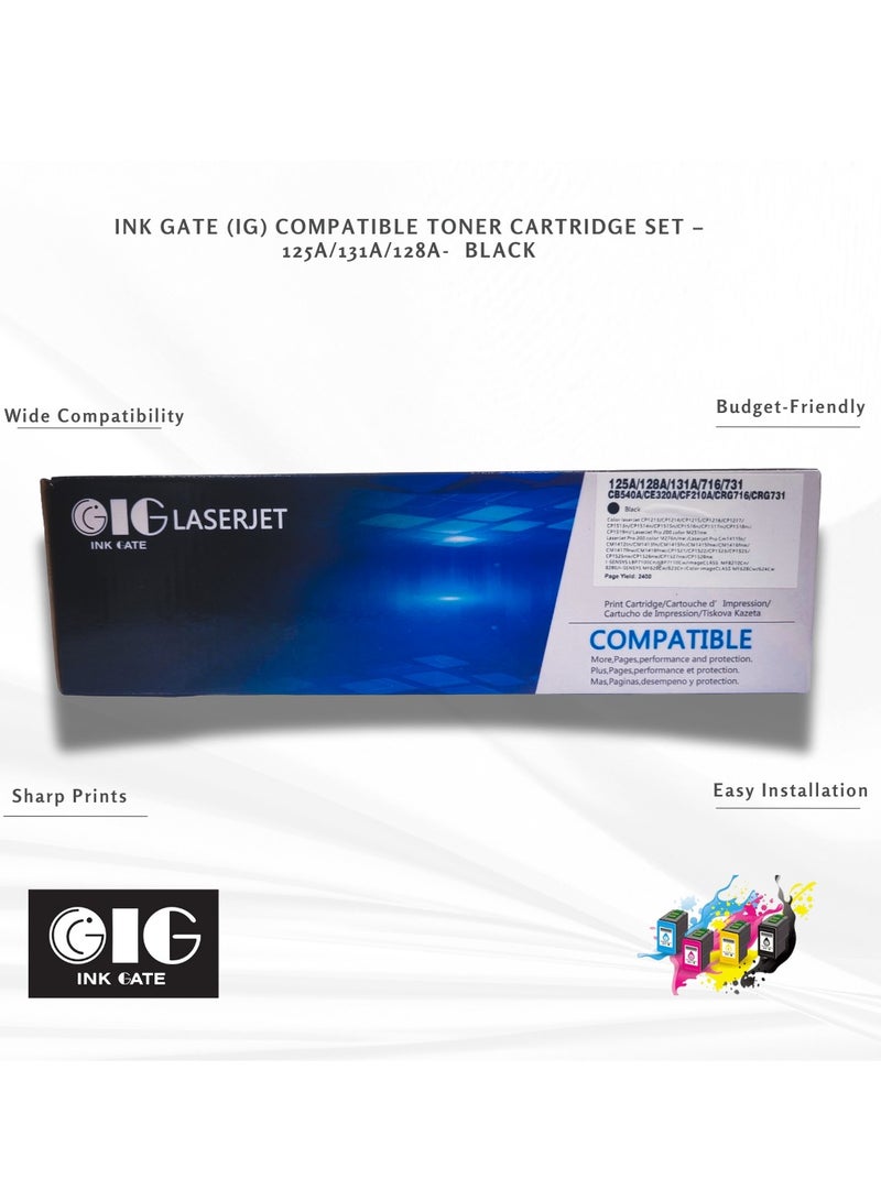 IG Compatible Black Toner Cartridge – Replaces HP 125A / 128A / 131A – 2400 Pages – For HP Color LaserJet Printers - Image 1