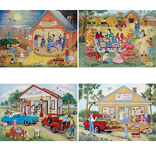 Bits and Pieces 4in1 MultiPack 1000 Piece Jigsaw Puzzles for AdultsEach Measures 20 x 27 51cm x 69cmFriendly Folk by Artist Kay Lamb Shannon - Image 5