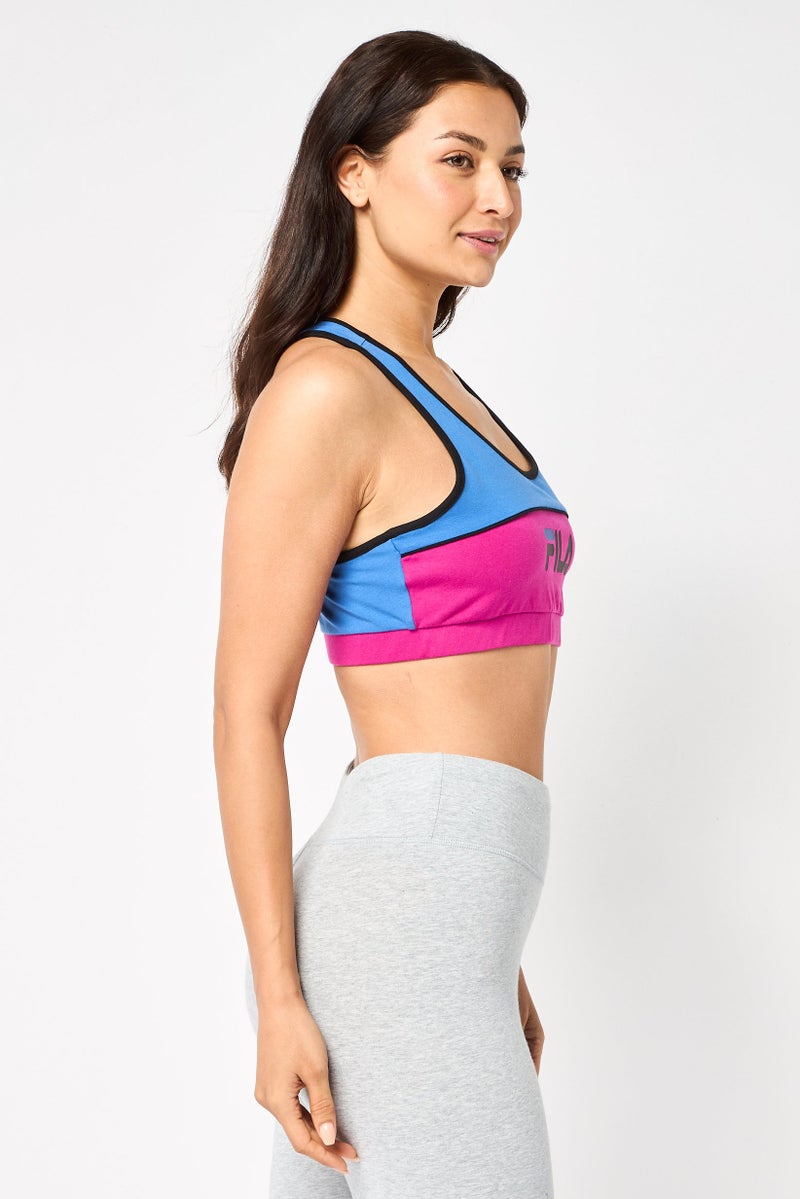 FILA Women Brand Logo Non Padded Sports Bra, Multicolor - Image 2