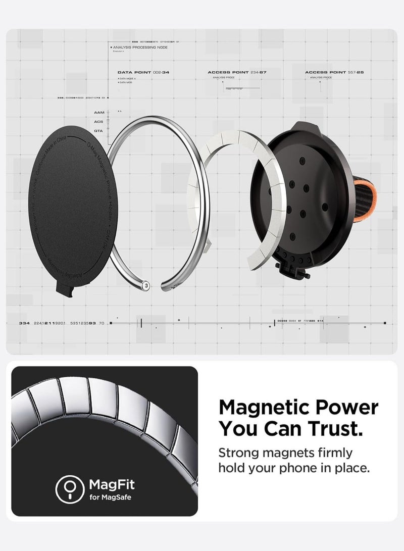 Spigen حلقة O-Mag (MagFit) حامل هاتف مغناطيسي مع حزام نايلون متين [حلقة إصبع] وقابل للتعديل [حامل] متوافق مع MagSafe لهاتف iPhone 16 15 14 13 12 سلسلة OM104 - أسود - Image 5