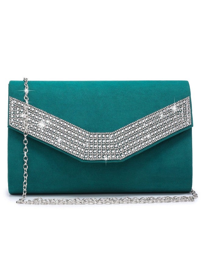 DASEIN Women'S Evening Bags Formal Party Clutches Wedding Purses Cocktail Prom Handbags (1Rhinestone Dark Green) - Image 1