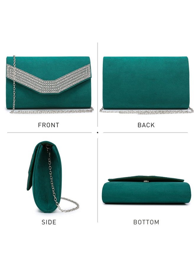 DASEIN Women'S Evening Bags Formal Party Clutches Wedding Purses Cocktail Prom Handbags (1Rhinestone Dark Green) - Image 2