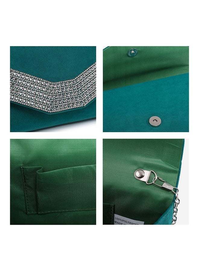 DASEIN Women'S Evening Bags Formal Party Clutches Wedding Purses Cocktail Prom Handbags (1Rhinestone Dark Green) - Image 3