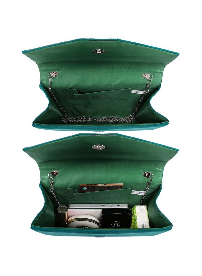 DASEIN Women'S Evening Bags Formal Party Clutches Wedding Purses Cocktail Prom Handbags (1Rhinestone Dark Green) - Image 4