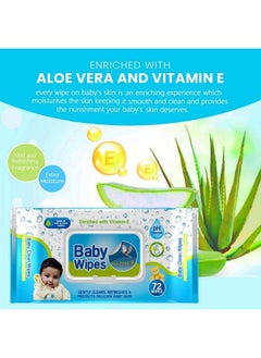 GLIDER Baby Wipes With Moisture Lock Flip Top Contains Aloe Vera & Vitmain E Ph Balanced With No Parabens & Chlorine (Pack Of 5 (360 Wipes))  - Image 5