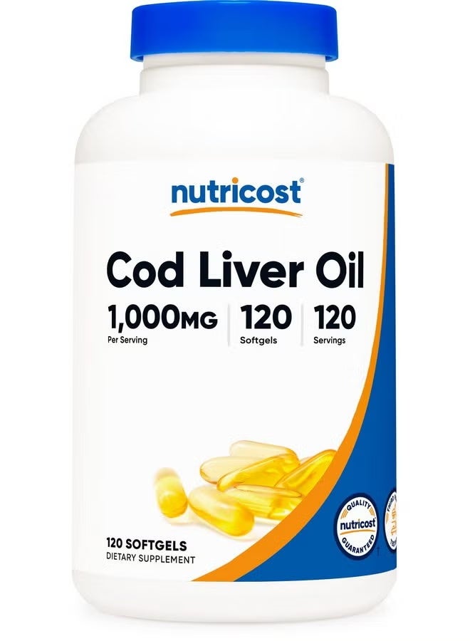 Nutricost, Cod Liver Oil, 1,000 mg, 120 Softgels - Image 1