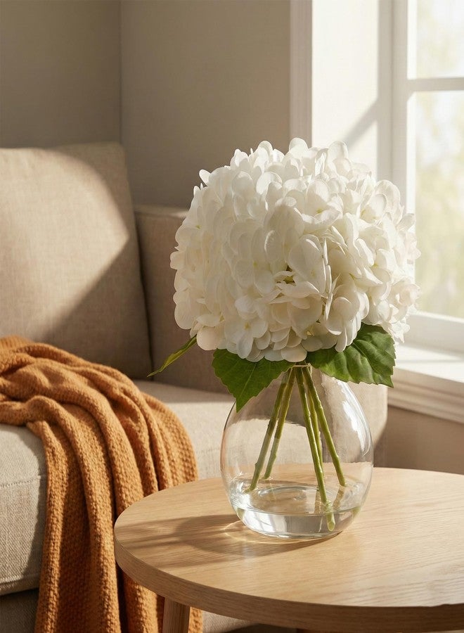 AMORISE Real Touch Artificial Hydrangea in Vase,Premium Faux Flowers with Faux Water for Home Decoration,Coffee,Table,Wedding,White Fake Hydrangea with Vase for DIY Floral Arrangements - Image 3