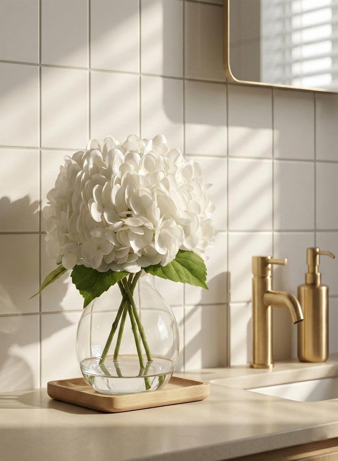 AMORISE Real Touch Artificial Hydrangea in Vase,Premium Faux Flowers with Faux Water for Home Decoration,Coffee,Table,Wedding,White Fake Hydrangea with Vase for DIY Floral Arrangements - Image 5