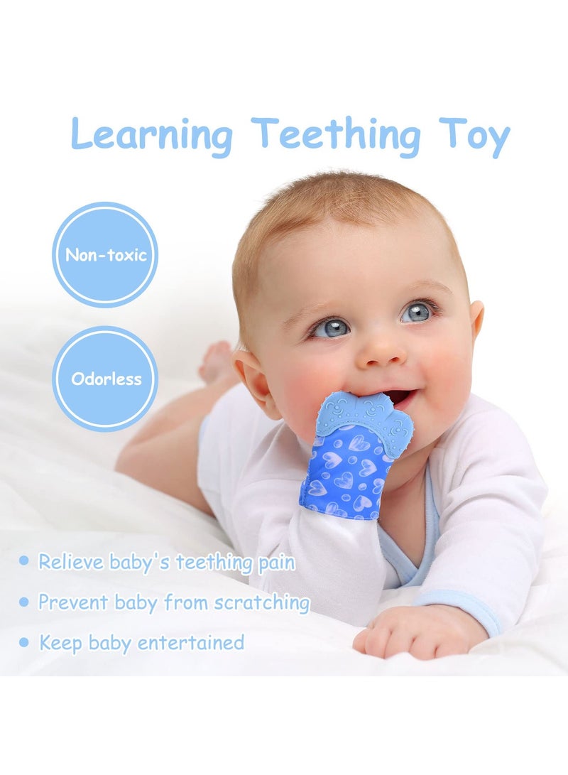 2 Pack Teething Mittens for Baby,Baby Teething Set, Teething Glove, Infant Soothing Pain Relief Mitt Baby Teether Mits for Baby（Blue） - Image 5