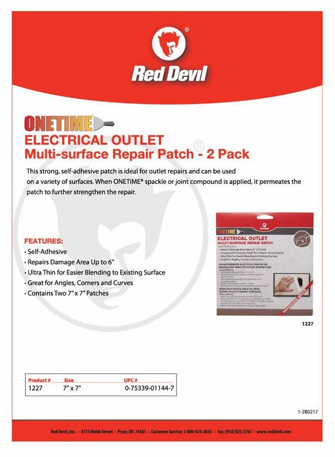 Red Devil 1227 1time Multi Surface Repair Patch - 2 Pack Of 7" x 7" Patches - Image 2