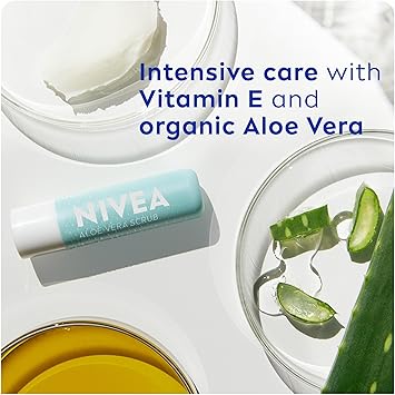 Nivea نيفيا 2 في 1 مقشر شفاه بالصبار 48 جرام بلسم شفاه مغذي بالصبار وفيتامين E يقشر بلطف للحصول على شفاه ناعمة للغاية عناية مكثفة للشفاه لا حاجة لمسحها - Image 4