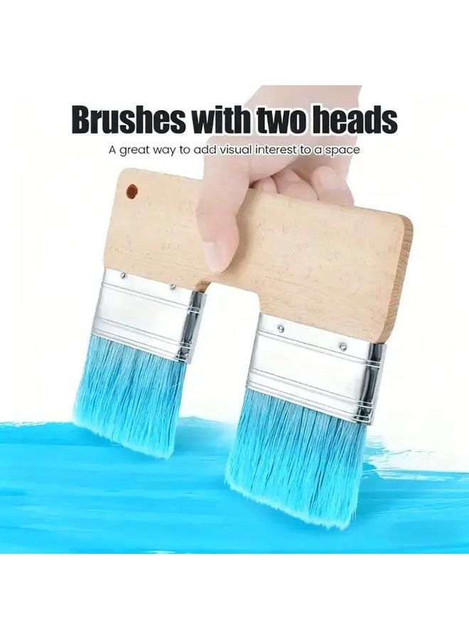 U Shaped Two Tone Paintbrush Reusable Double Ended Brush For Decorative Wall Painting Primary Color - Image 3