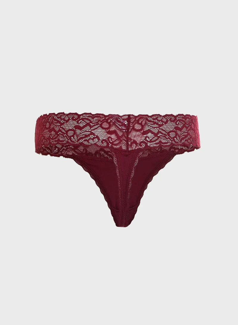 FOREVER 21 Lace Trim Thong