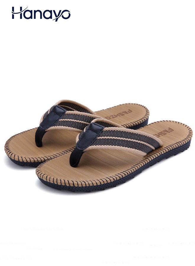Hanayo شبشب رجالي صنادل شاطئية أحذية داخلية وخارجية أحذية كاجوال مضادة للانزلاق ناعمة القاع شباشب صيفية رجالية (كاكي) - Image 1