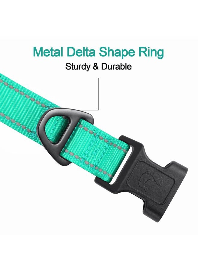 Joytale Reflective Dog Collar,Soft Neoprene Padded Breathable Nylon Pet Collar Adjustable for Large Dogs,Teal,L  - Image 3