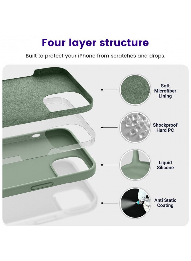 OTOFLY Designed for iPhone 14 Case, Silicone Shockproof Slim Thin Phone Case for iPhone 14 6.1 inch (Calke Green) - Image 1