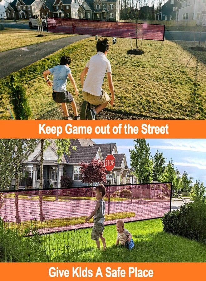 LUTICO Driveway Net for Kids Safety - LUTICO 20 FT Wide 38 inch Tall Driveway Gate to Stop Basketballs Rolling to Street - No Retractable Driveway Guard Fence Outdoor to Keep Yard Playtime Safety (Red) - Image 5