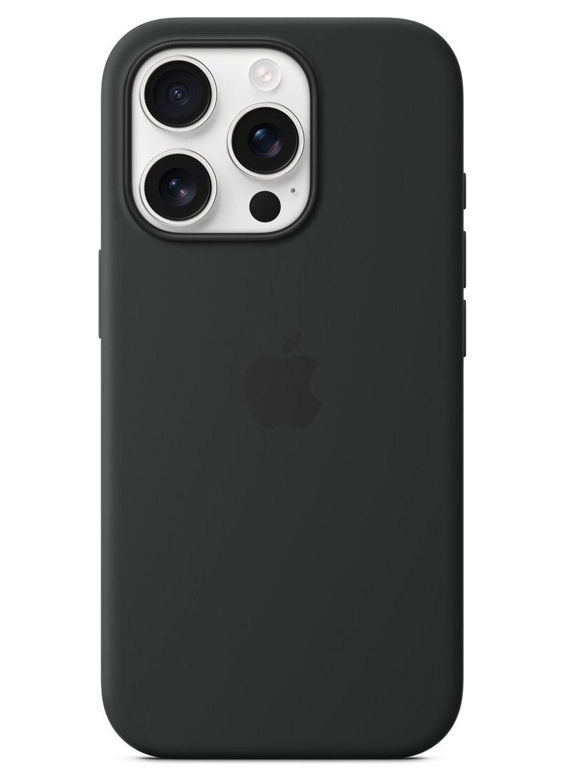 سيليكون غطاء الحماية السيليكون ماج سيف لهاتف آيفون 16 برو من أبل – أسود - Image 1