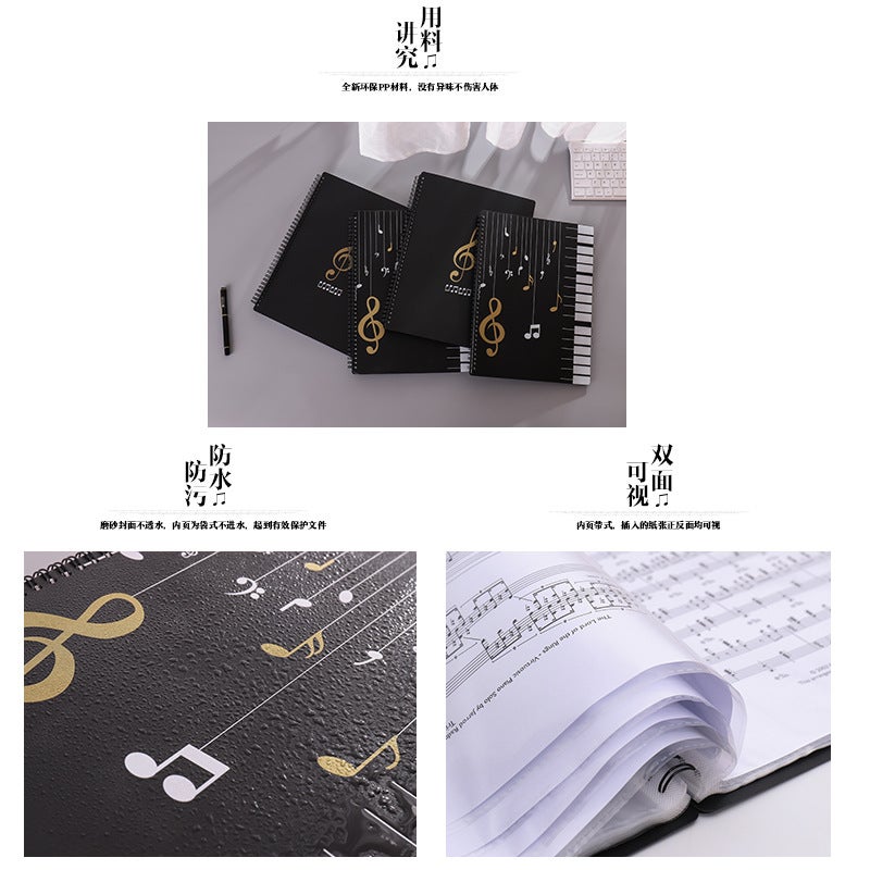Multi-Layer Insert Folder Pocket Transparent A4 Music Score Sheet Music Folder Piano Music Folder Paper Folder Data Book Black - Image 5
