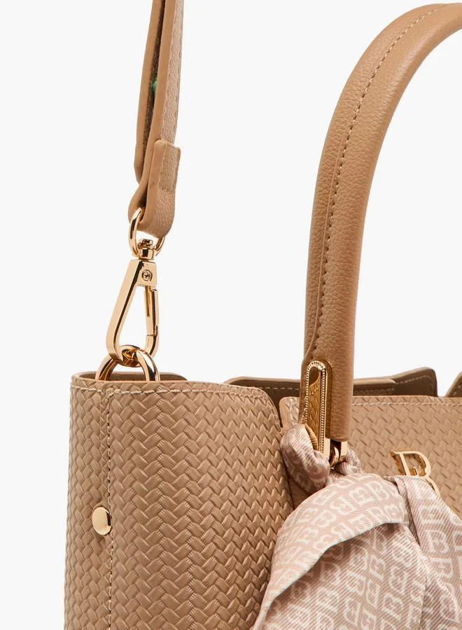 Flora Bella By Shoexpress BEIGE Scarf Accent Tote Bag with Detachable Strap for Women | Best Price UAE