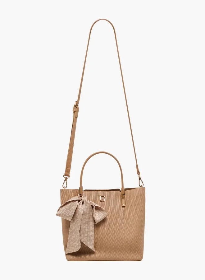 Flora Bella By Shoexpress BEIGE Scarf Accent Tote Bag with Detachable Strap for Women | Best Price UAE