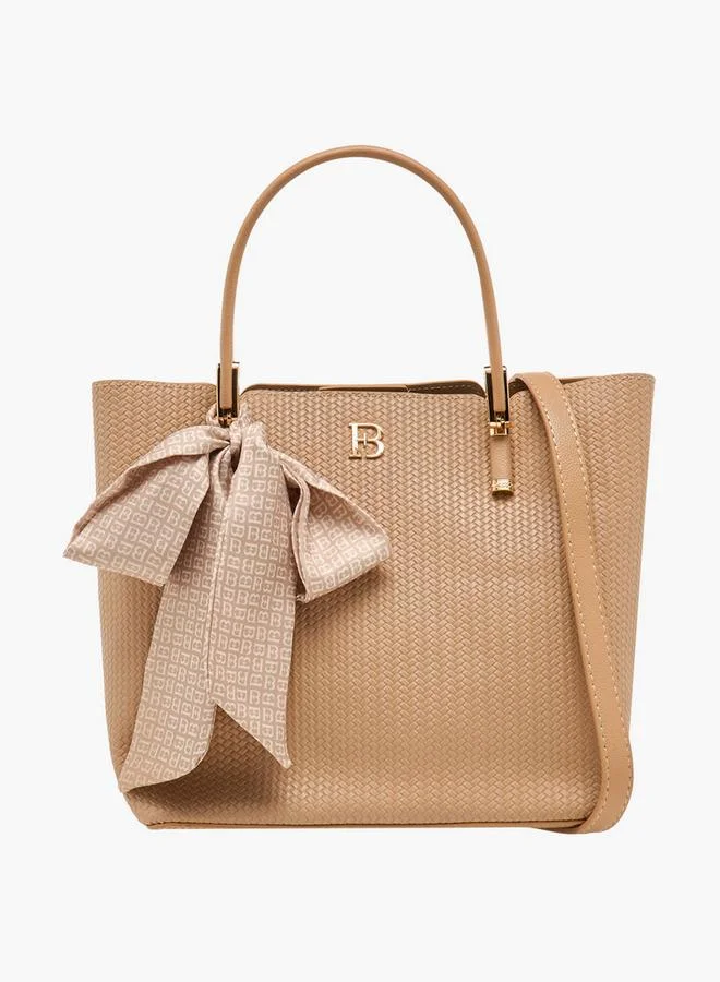 Scarf Accent Tote Bag with Detachable Strap