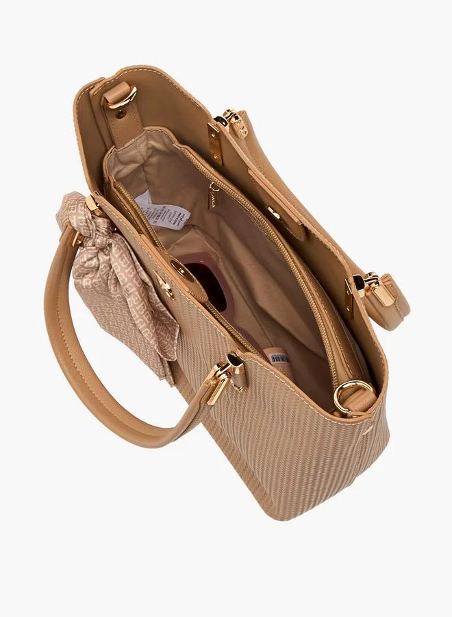 Flora Bella By Shoexpress BEIGE Scarf Accent Tote Bag with Detachable Strap for Women | Best Price UAE