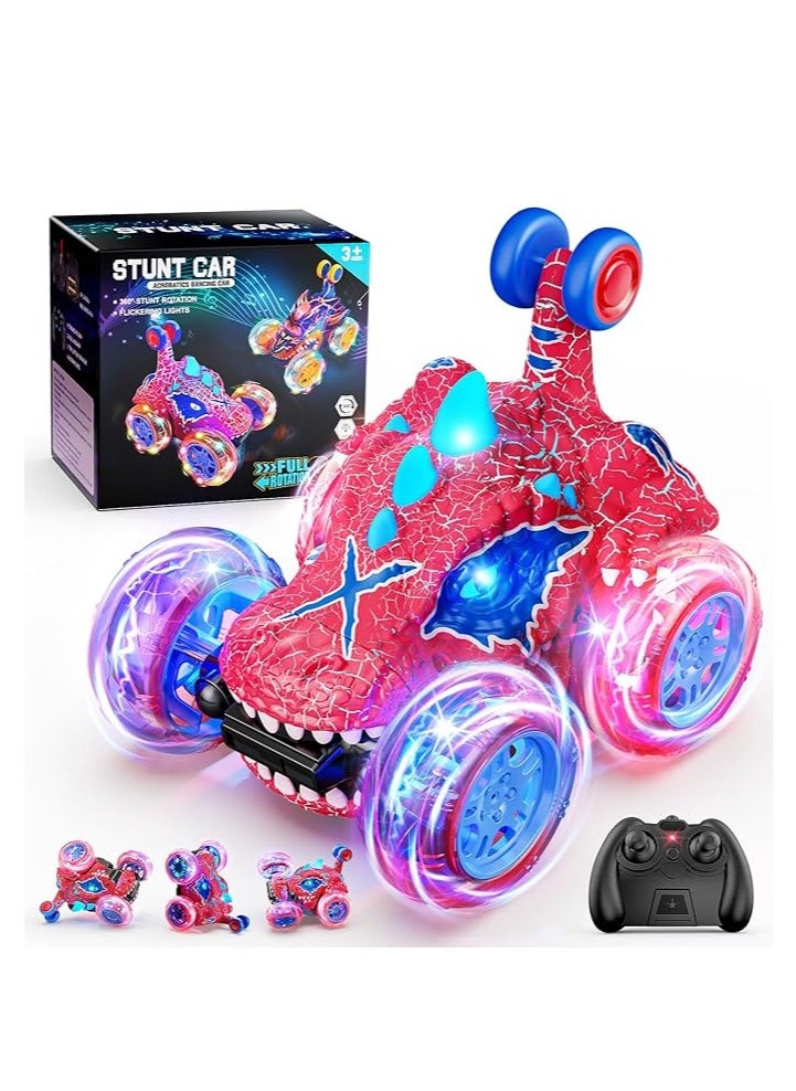 Carsky Remote Control Car RC Cars for Boy 360°Stunt Rotation 4WD Remote Cars for Kids 3-6 Double Sided Dinosaur Toy with Lights,2.4GHz Electric Toy Car,Easter Birthday Gift for 3 4 5 6 Year Old Boy  - Image 1