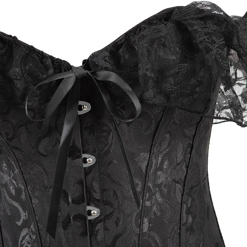 Jacquard Lace Short-Sleeved Body Shaper Court Corset Masquerade Underwear Outer Wear - Image 4