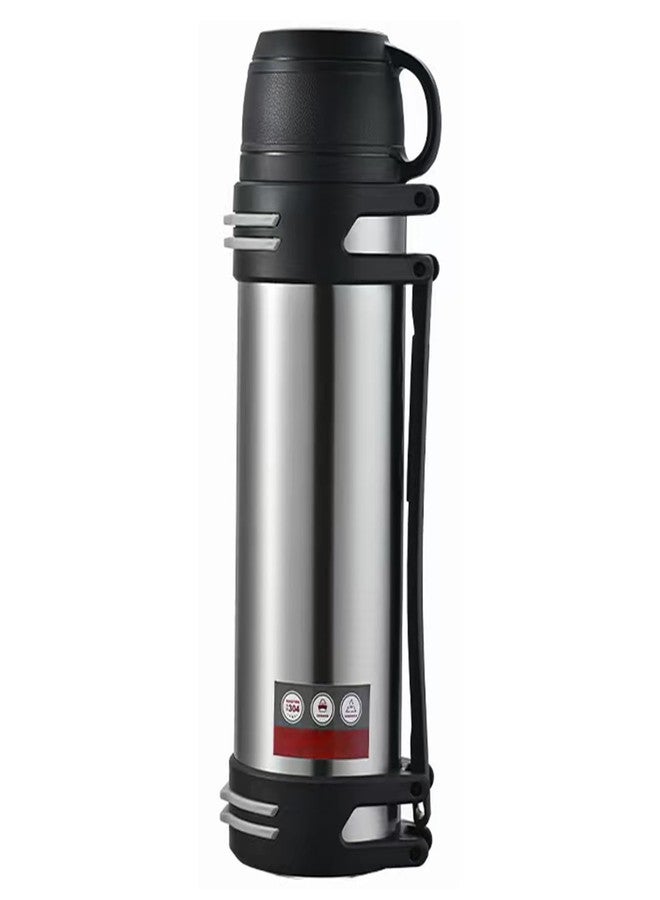 KIDENEI 2.5L Vacuum Insulated Bottle with Handle Cup, Stainless Steel Insulated Water Jug with Strap, Keeping Hot or Cold 24 Hours Coffee Thermos for Traveling Hiking Fishing - Image 1