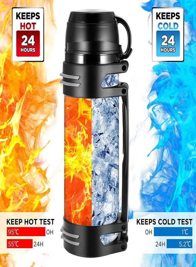 KIDENEI 2.5L Vacuum Insulated Bottle with Handle Cup, Stainless Steel Insulated Water Jug with Strap, Keeping Hot or Cold 24 Hours Coffee Thermos for Traveling Hiking Fishing - Image 3