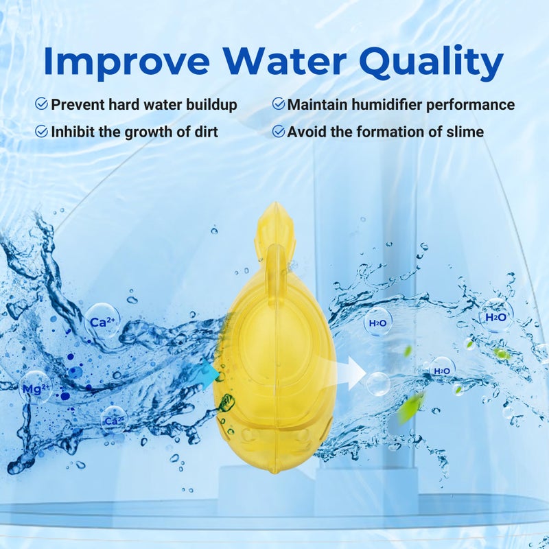 Funmit Humidifier Cleaning Fish, 12 Pack Humidifier Cleaner for Humidifiers and Fish Tanks, Purifies Water, Prevents Hard Water Build-Up, Reduces Scale, Yellow - Image 2