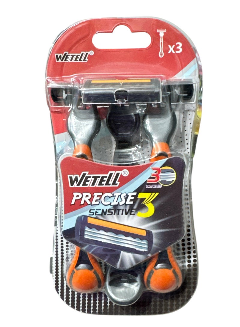 WETELL Men's 3-blade razor with a back edge for definition, a pivoting head for easier shaving and fewer cuts on the curves of the face, a soothing lubricating strip and a comfortable, non-slip handle for a smooth, close shave that lasts. - Image 2