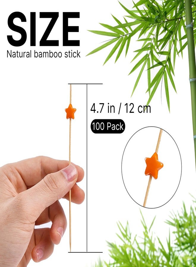 PuTwo Picks for Cocktail Appetizers Fruits Dessert,4.7" in 100 Counts,Colors may vary Stars - Image 2