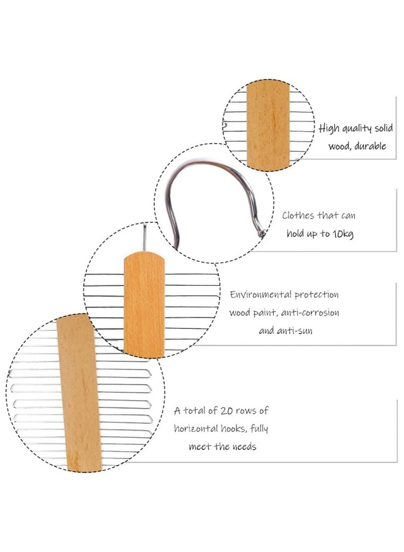Oasisgalore 2 Pcs Wooden Tie Hanger with 20 Metal Partitions, Swivel Rack for Ties, Belts, Scarves & Neckties  - Image 3