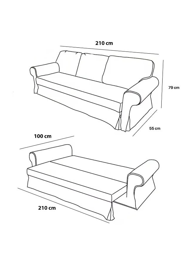 كنبة لاين جاجوار بيد (كنبة - شيزلونج - سرير ) 3 مقعد 210*100 سم + 2 خدادية - Image 4